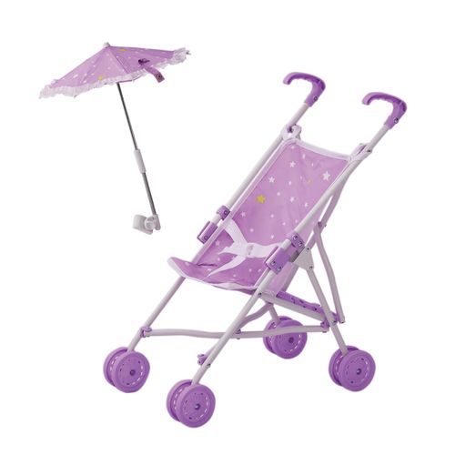 Olivia's Little World Baby Doll Stroller Pushchair with Parasol - Purple OL-00005