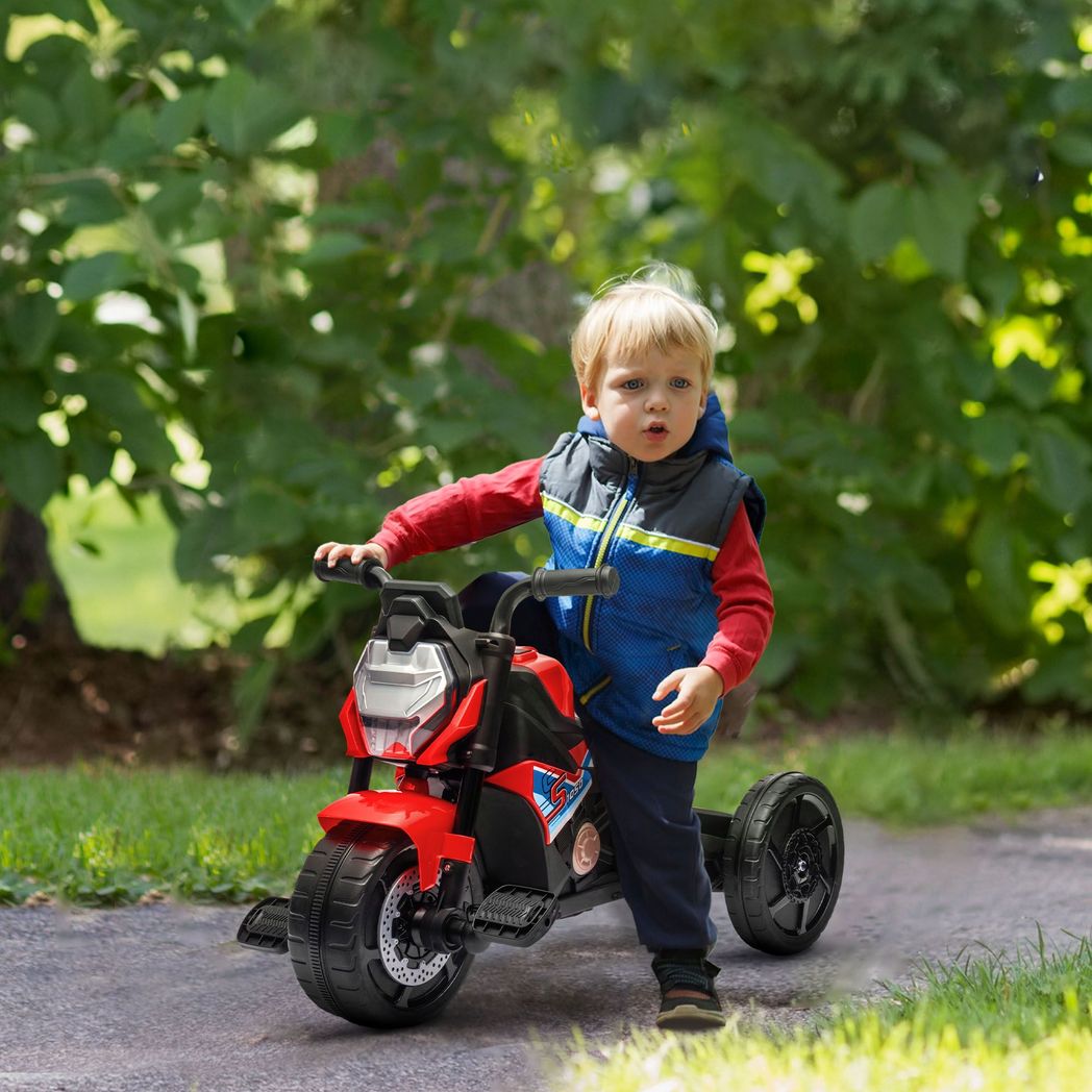Red 3-in-1 Baby Trike with Headlights, Music, and Horn