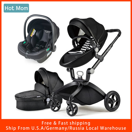 Hot Mom 3 in 1 Baby Pushchair, Baby Stroller,High Landscape Stroller For Newborn Baby,Multiple Accessories,Model F22