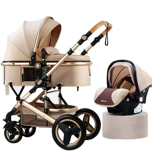 2023 High Landscape Baby Stroller 3 in 1 With Car Seat and Stroller Luxury Infant Stroller Set Newborn Baby Car Seat Trolley