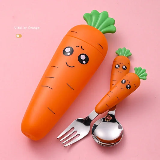 Baby Feeding Utensils Cartoon Vegetable Fork Spoon Child Cutlery Set Kid Teaspoon Tableware Kitchen Gadgets Baby Items