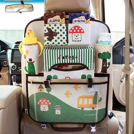 Cartoon Baby Car Seat Back Storage Bag, Large Capacity Multi-functional Hanging Bag, Kids Auto Seat Organizer Toddler Travel Box
