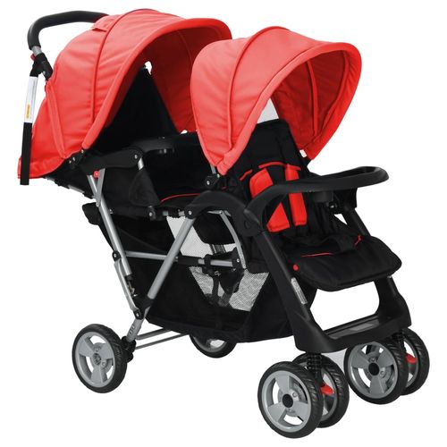 Steel Tandem Stroller in Red and Black Color Combination