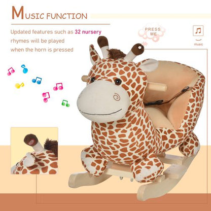 Giraffe Plush Toy with 32 Songs and Safety Belt for Children's Ride