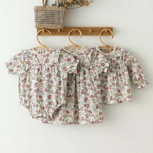 Baby Girl Summer Clothing Baby Flower Floral Romper Cotton Soft Loose Newborn Girl Jumpsuit Dress Fashion Infant Outfit Clothes